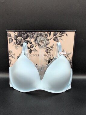 Victoria Secret The T Shirt Smooth Perfect Shape Push Up Bra 40DD Light Blue